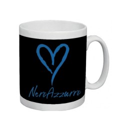 Tazza “NeroAzzurro” in Ceramica – Cuore Blu su Fondo Nero, 325 ml – Idea Regalo, Design Moderno