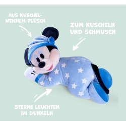 Disney Pupazzo Topolino Sleep Well +0 mesi - Peluche 30 cm con Tutina che si Illumina al Buio, Idea Regalo per Neonati