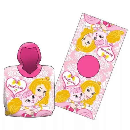 Poncho Asciugamano con Cappuccio Disney Principessa Pets, Super Morbido Multicolore