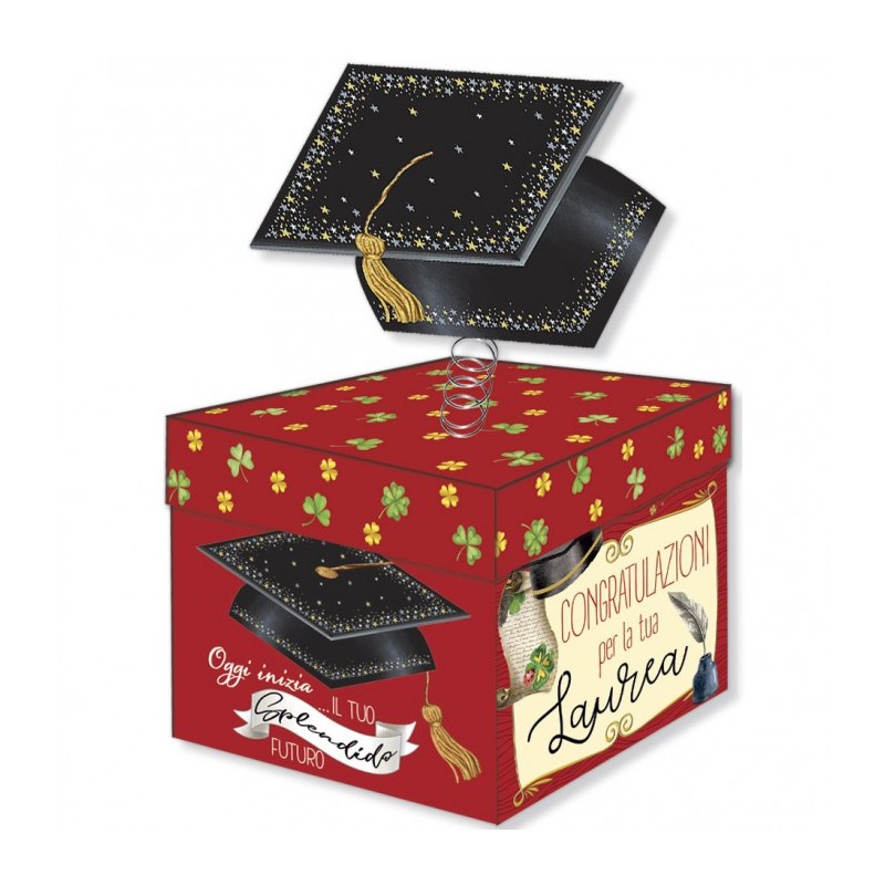 Scatola Biglietto Augurale Laurea 12x12x12 cm - Surprise Box Confezione da 3 pezzi