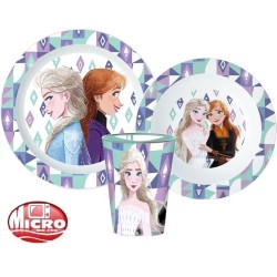 Set Pappa Bambina 3 Pezzi Frozen Disney – Microonde – Piatto, Piatto Fondo e Bicchiere con Anna ed Elsa
