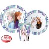 Set Pappa Bambina 3 Pezzi Frozen Disney – Microonde – Piatto, Piatto Fondo e Bicchiere con Anna ed Elsa