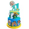 Torta Scenografica Cocomelon Personalizzata con Nome ed Età – 3 Piani in Polistirolo, Altezza 68 cm Decorazione Compleanno