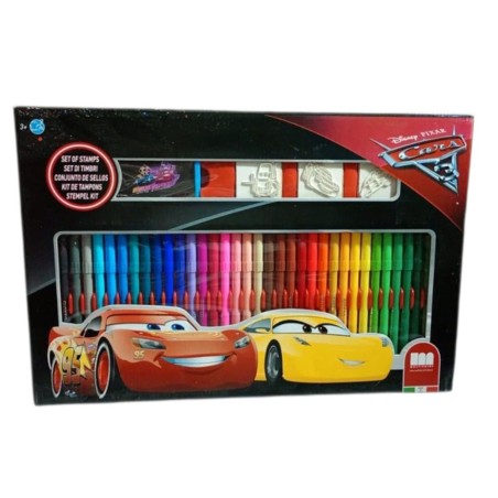 Set Disegno Disney Cras da 41 Pezzi – 36 Pennarelli Lavabili Fila, Album e Timbri in Legno – Creatività Sicura per Bambini