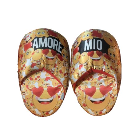 Pantofola Unisex con Smile e Cuoricini “Amore Mio” Pantofole da Casa Antiscivolo Taglia Unica 36-41 Idea Regalo Romantica