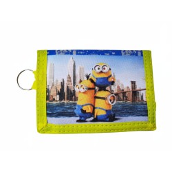 Portafoglio Minions Cattivissimo Me con Portamonete e Gancio Portachiavi - Blu 10x12 cm