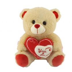 Peluche Orso con Cuore “You & Me” 22 cm – Morbidissimo Regalo Romantico per San Valentino, Anniversari e Occasioni Speciali