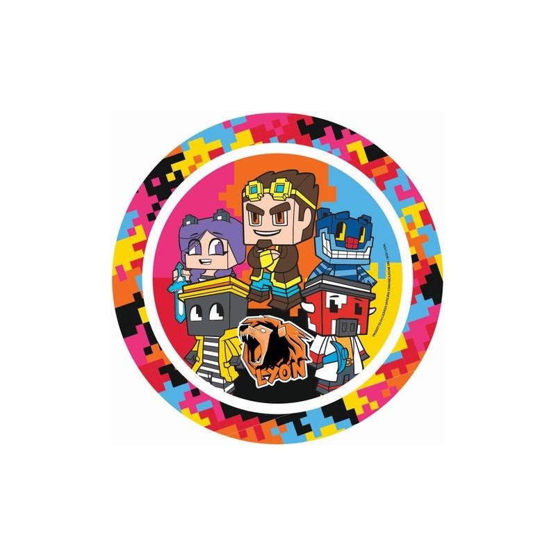 Piatti Piani 22 cm Lyon Gamer per Bambini in Plastica Alimentare, Microonde e Lavabili, Facile Pulizia, Riutilizzabili