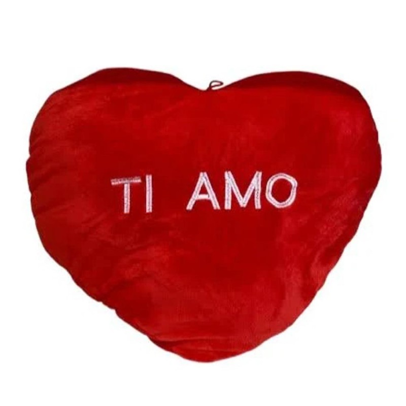 Cuscino Cuore Rosso “Ti Amo” Ricamato – Peluche Morbido 30 cm | Regalo Romantico d’Impatto per Chi Ami