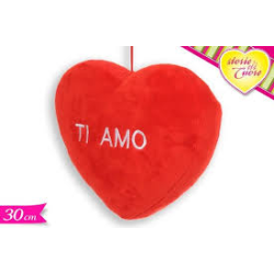 Cuscino Cuore Rosso “Ti Amo” Ricamato – Peluche Morbido 30 cm | Regalo Romantico d’Impatto per Chi Ami