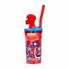 Bicchiere con Cannuccia Ripiegabile Spiderman Marvel 3D, 360 ml, BPA Free, Plastica Sicura per Bambini