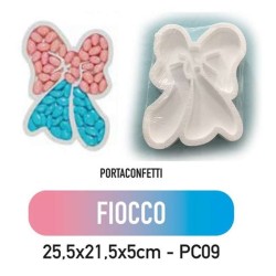 Vassoio Portaconfetti Fiocco in Polistirolo 26x22x5 cm – Centrotavola Festa Nascita e Battesimo