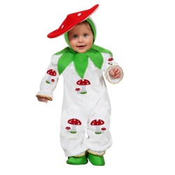 Costume da Funghetto per Neonato 3–18 Mesi | Travestimento Carnevale Morbido con Cappello e Copriscarpette – Design Italiano