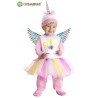 Costume Neonata Unicorno Arcobaleno in Ciniglia e Tulle – Tutina Rosa con Ali e Cappello | 0-12 Mesi