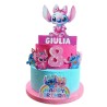 Torta Scenografica 3D Stitch e Angel Personalizzata con Nome ed Età – Decorazione Compleanno Bambina