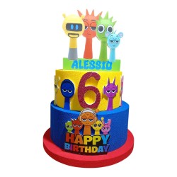 Torta Finta Personalizzata Sprunki in Polistirolo per Compleanno Bambini – con Nome ed Età – Decorazione Scenografica