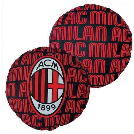 Cuscino Rotondo AC Milan Ufficiale Rosso e Nero – Arredo Letto e Divano per Veri Tifosi | Diametro 38 cm