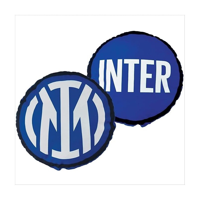 Cuscino Rotondo FC Inter 40 cm Nero Azzurro Arredo Casa Divano Letto Prodotto Ufficiale