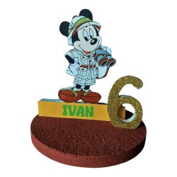 Centro Tavola 3D Topolino Safari Disney - Compleanno Personalizzato
