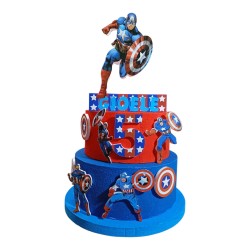 Torta Scenografica Capitan America Personalizzata in Polistirolo – Torta Finta 3D con Nome ed Età