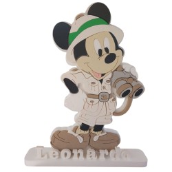 Sagoma Polistirolo Topolino Safari Personalizzata 80cm - Nome 3D e Base - Decorazione Compleanno