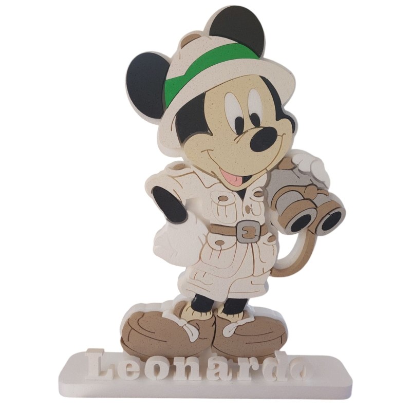 Sagoma Polistirolo Topolino Safari Personalizzata 80cm - Nome 3D e Base - Decorazione Compleanno