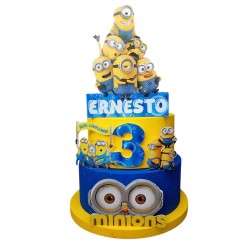 Torta Compleanno Bambini Minions Personalizzata con Nome ed Età – Torta Scenografica in Polistirolo Tema Cattivissimo Me
