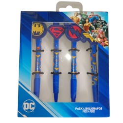 Set 4 Penne a Sfera Justice League – Inchiostro Blu, Design Premium
