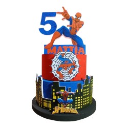 Torta Scenografica Spiderman City in Polistirolo H70cm – Torta Finta 3D Personalizzata con Nome e Età
