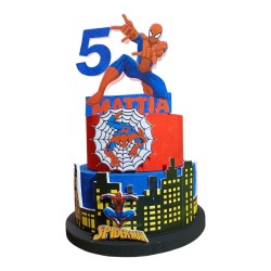 Torta Scenografica Spiderman City in Polistirolo H70cm – Torta Finta 3D Personalizzata con Nome e Età