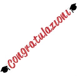 Festone Laurea "Congratulazioni" Rosso e Nero – 2,5m in Stile Metalizzato