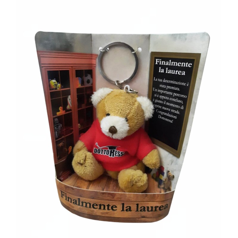 Portachiavi Orsetto Teddy Laurea - Peluche 10 cm con Box Regalo e Frase Dedica per Neo Dottoressa