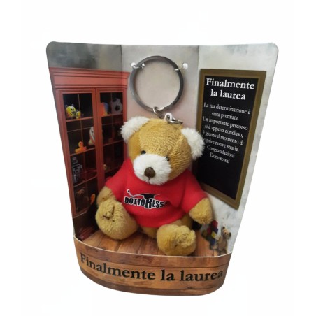 Portachiavi Orsetto Teddy Laurea - Peluche 10 cm con Box Regalo e Frase Dedica per Neo Dottoressa