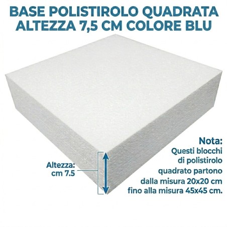 Base per Torte in Polistirolo Quadrata – Supporto Rigido 7,5 cm – Cake Design