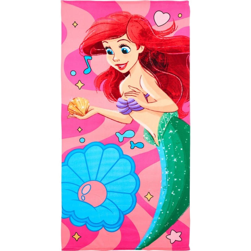 Telo Mare Disney Principessa Ariel 70x140cm - Asciugamano in Poliestere ad Asciugatura Rapida