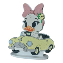 Sagoma Personalizzata in Polistirolo di Daisy Duck su Auto Gialla – Altezza 70 cm Decorazione per Feste di Compleanno