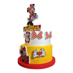 Torta Scenografica Minnie Pois Personalizzata con Nome e Età 70 cm – Torta Finta in Polistirolo per Compleanno Bambina