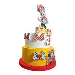 Torta Scenografica Minnie Pois Personalizzata con Nome e Età 70 cm – Torta Finta in Polistirolo per Compleanno Bambina
