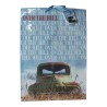 Shopper Regalo "Over the Hill" in Carta con Chiudipacco – Busta Vintage con Auto d’Epoca – Manici in Cordino 25x35x10 cm