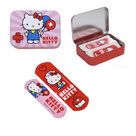 Cerotti Hello Kitty per Bambini – 24 Pezzi in Scatola di Metallo – Cerotti Colorati Rosa e Rossi