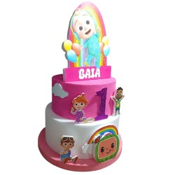 Torta Scenografica Compleanno Bambino Personalizzata Cocomelon con Nome ed Età – Polistirolo Decorativo 3D