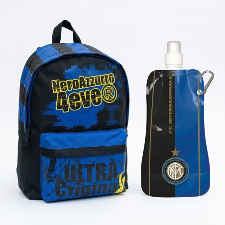 Kit Scuola FC Inter: Zaino Americano 4EVER (40cm) + Borraccia Pieghevole Ufficiale