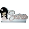Decorazione Centro Tavolo Comunione Personalizzata 70cm – Bambina/o che Prega con Nome in Evidenza, Elegante Base d’Appoggio