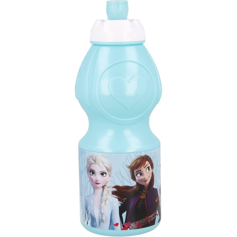 Borraccia Plastica Frozen Disney Anna Elsa in plastica con Becuccio Sport 400 ml