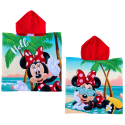 Poncho Mare Bambina Minnie Disney 110x55 cm – Accappatoio Microfibra con Cappuccio, Asciugatura Rapida