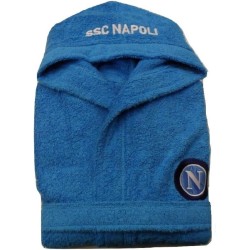 Accappatoio Bambino SSC Napoli 7-8 Anni con Cappuccio e Tasche – Spugna 100% Cotone –