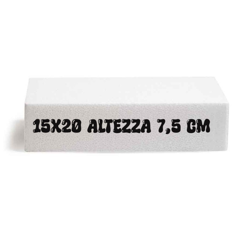 Base in Polistirolo Rettangolare 15x20 cm Altezza 7, 5 cm – Supporto per Torte a Piani e Cake Design Professionale