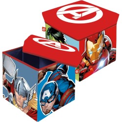 Pouf Contenitore Avengers 30x30x30 cm – Seduta e Portaoggetti Pieghevole per Cameretta Bambini