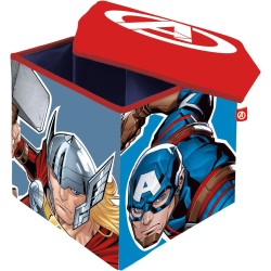 Pouf Contenitore Avengers 30x30x30 cm – Seduta e Portaoggetti Pieghevole per Cameretta Bambini