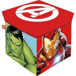 Pouf Contenitore Avengers 30x30x30 cm – Seduta e Portaoggetti Pieghevole per Cameretta Bambini